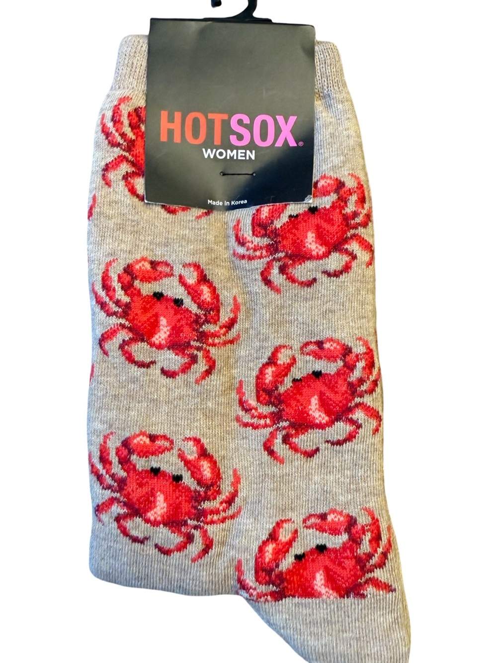 Hot Sox Women’s Crab Socks Red Crab Novelty Coastal Nautical Crew NWT